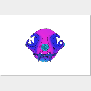 Cat Skull Diaphonized Posters and Art